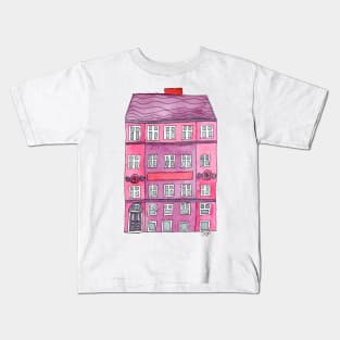 Pink European Townhouse Kids T-Shirt